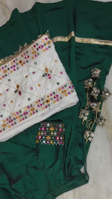 Trending Green White Choli