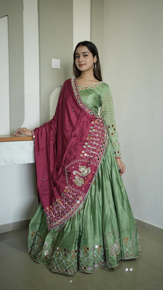 Luxury Mirror Work Lehenga | Designer Garba & Wedding Outfit