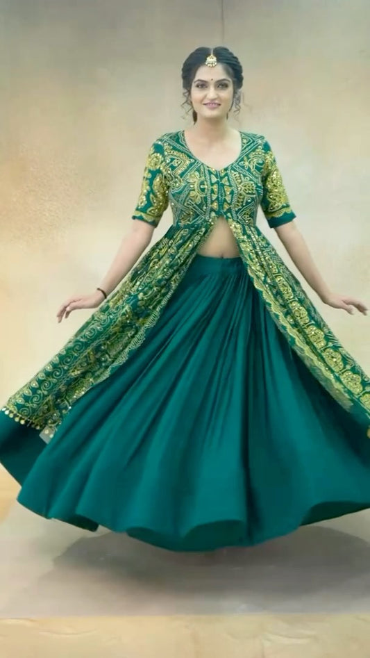 Long Silk Peplum Style Lehenga Set