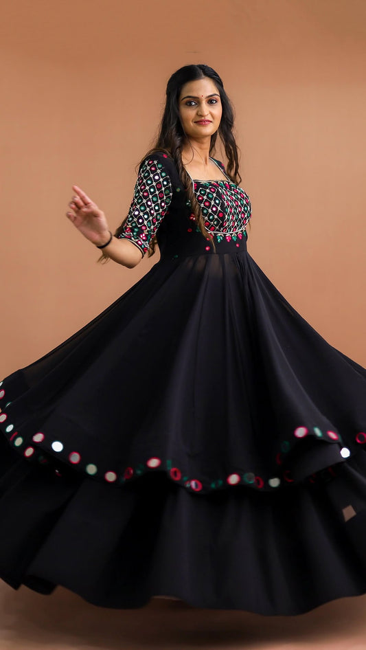 Navratri Special Long Peplum Style Lehenga Set
