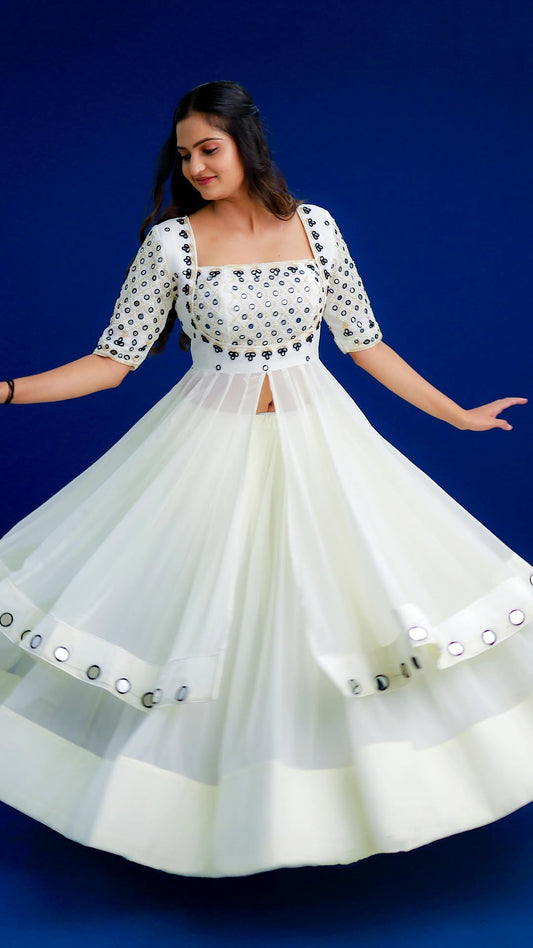 Navratri Special Long Peplum Style Lehenga Set