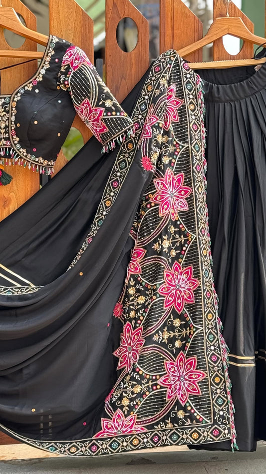 Garba Special Black lehenga with Patch Work