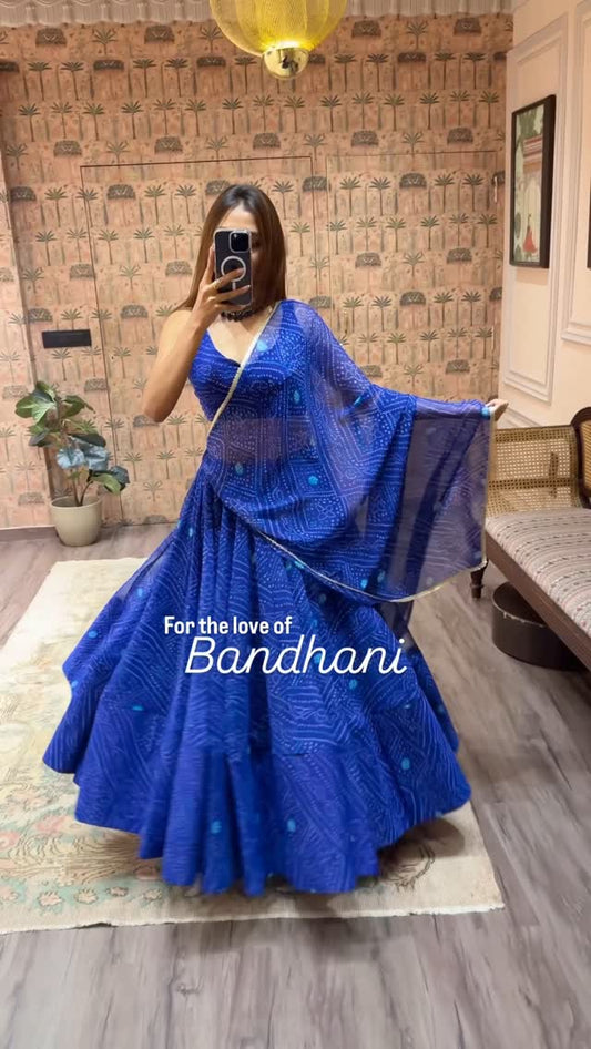 Designer Bandhej Georgette Choli | Full Flair Navratri Special Outfit