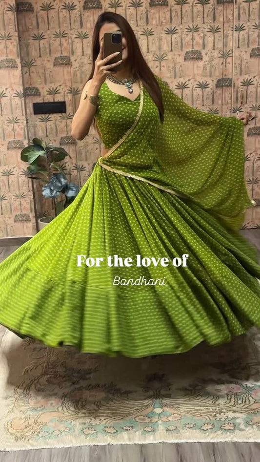 Designer Bandhej Georgette Choli | Full Flair Navratri Special Outfit