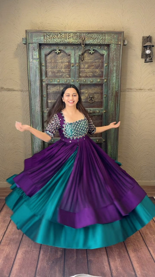 Long Peplum Lehenga Set | Mirror Work Festive Wear