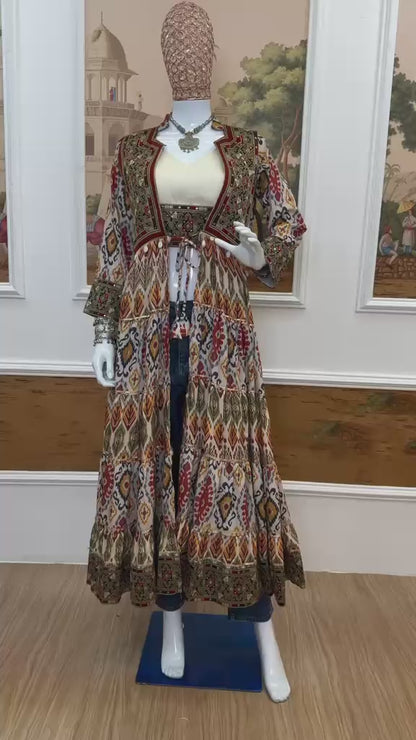 Garba Queen Designer Long Shrug Set