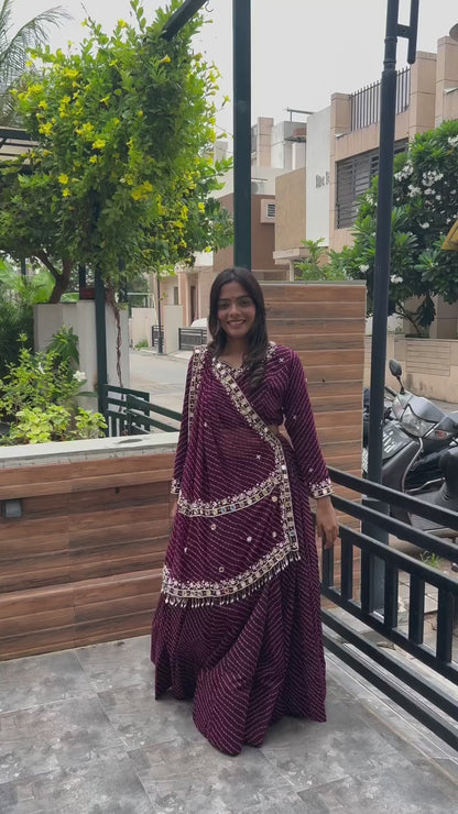 Designer Bandhej Georgette Chaniya Choli | Full Flair Navratri Special Outfit